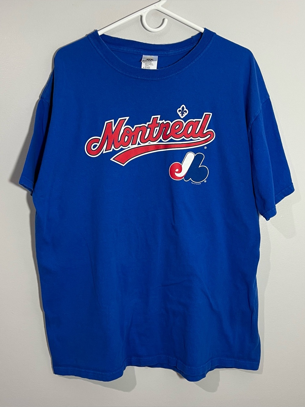 Bulletin MLB Montreal Expos Baseball Blue Red Short Sleeve T-Shirt Mens XL